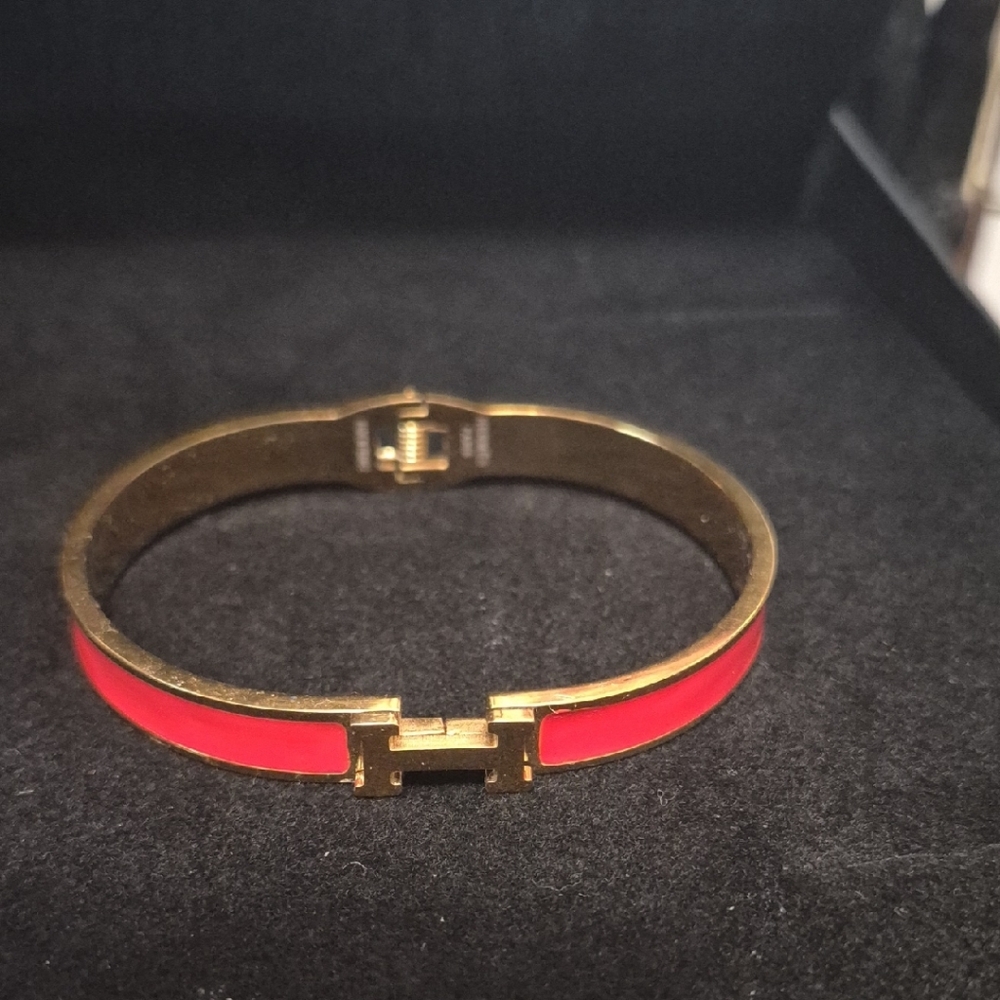 Hermes Orange and Gold Bracelet